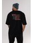 Venice Arka Baskılı Siyah Oversize T-Shirt Erkek Kadın Bisiklet Yaka 1
