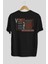 Venice Arka Baskılı Siyah Oversize T-Shirt Erkek Kadın Bisiklet Yaka 2