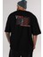 Venice Arka Baskılı Siyah Oversize T-Shirt Erkek Kadın Bisiklet Yaka 5