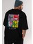 Lets Rock Arka Baskılı Siyah Oversize T-Shirt Erkek Kadın Bisiklet Yaka 1