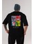 Lets Rock Arka Baskılı Siyah Oversize T-Shirt Erkek Kadın Bisiklet Yaka 2