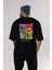 Lets Rock Arka Baskılı Siyah Oversize T-Shirt Erkek Kadın Bisiklet Yaka 5