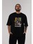 Che Guevara Hendrix Ön Baskılı Siyah Oversize T-Shirt Erkek Kadın Bisiklet Yaka 3