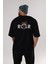 Teddy Bear Roar Arka Baskılı Siyah Erkek Kadın Bisiklet Yaka Oversize T-Shirt 3