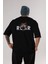 Teddy Bear Roar Arka Baskılı Siyah Erkek Kadın Bisiklet Yaka Oversize T-Shirt 4