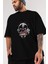 Clown Horror Ön Baskılı Siyah Oversize T-Shirt Erkek Kadın Bisiklet Yaka 1