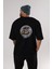 Bird Pilot Arka Baskılı Siyah Oversize T-Shirt Erkek Kadın Bisiklet Yaka 5