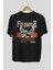 Faith Over Fear Arka Baskılı Siyah Oversize T-Shirt Erkek Kadın Bisiklet Yaka 1