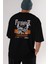 Faith Over Fear Arka Baskılı Siyah Oversize T-Shirt Erkek Kadın Bisiklet Yaka 4