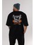 Faith Over Fear Arka Baskılı Siyah Oversize T-Shirt Erkek Kadın Bisiklet Yaka 5