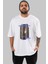 Century 1854 Yazılı Ön Baskılı Beyaz Oversize T-Shirt Erkek Kadın Bisiklet Yaka 4