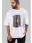 Century 1854 Yazılı Ön Baskılı Beyaz Oversize T-Shirt Erkek Kadın Bisiklet Yaka 5