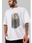 Retro Portre Ön Baskılı Beyaz Oversize T-Shirt Erkek Kadın Bisiklet Yaka 1