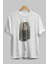 Retro Portre Ön Baskılı Beyaz Oversize T-Shirt Erkek Kadın Bisiklet Yaka 3