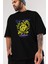 Modern Rebel Bear Ön Baskılı Siyah Oversize T-Shirt Erkek Kadın Bisiklet Yaka 5