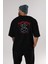 Happiness Bear Arka Baskılı Siyah Oversize T-Shirt Erkek Kadın Bisiklet Yaka 4
