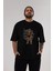 Thanos Ön Baskılı Siyah Oversize T-Shirt Erkek Kadın Bisiklet Yaka 1