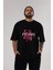Psycho Streetwear Ön Baskılı Siyah Oversize T-Shirt Erkek Kadın Bisiklet Yaka 4