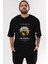 Blomma Ön Baskılı Siyah Oversize T-Shirt Erkek Kadın Bisiklet Yaka 3