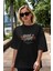 Bring On The Night Ön Baskılı Siyah Oversize T-Shirt Erkek Kadın Bisiklet Yaka 5