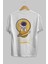 Astronout Yazılı Arka Baskılı Beyaz Oversize T-Shirt Erkek Kadın Bisiklet Yaka 2