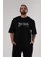New York 96 Yazılı Ön Baskılı Siyah Oversize T-Shirt Erkek Kadın Bisiklet Yaka 4
