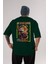 Kyojuro Rengoku Anime Arka Baskılı Zümrüt Yeşili Oversize T-Shirt Pamuk Erkek Kadın 1