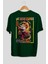 Kyojuro Rengoku Anime Arka Baskılı Zümrüt Yeşili Oversize T-Shirt Pamuk Erkek Kadın 2