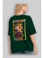 Kyojuro Rengoku Anime Arka Baskılı Zümrüt Yeşili Oversize T-Shirt Pamuk Erkek Kadın 4