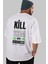 Kill Them Kindness Arka Baskılı Beyaz Oversize T-Shirt Erkek Kadın Bisiklet Yaka 1