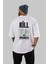 Kill Them Kindness Arka Baskılı Beyaz Oversize T-Shirt Erkek Kadın Bisiklet Yaka 3