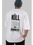 Kill Them Kindness Arka Baskılı Beyaz Oversize T-Shirt Erkek Kadın Bisiklet Yaka 5