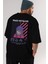 Miko Yotsuya Arka Baskılı Siyah Oversize T-Shirt Erkek Kadın Bisiklet Yaka 5