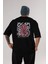 Bear Sadness Arka Baskılı Siyah Oversize T-Shirt Erkek Kadın Bisiklet Yaka 1