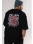 Bear Sadness Arka Baskılı Siyah Oversize T-Shirt Erkek Kadın Bisiklet Yaka 2
