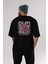 Bear Sadness Arka Baskılı Siyah Oversize T-Shirt Erkek Kadın Bisiklet Yaka 3