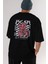 Bear Sadness Arka Baskılı Siyah Oversize T-Shirt Erkek Kadın Bisiklet Yaka 4