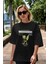 Pray For The Future Ön Baskılı Siyah Oversize T-Shirt Erkek Kadın Bisiklet Yaka 1