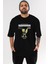 Pray For The Future Ön Baskılı Siyah Oversize T-Shirt Erkek Kadın Bisiklet Yaka 2