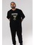 Pray For The Future Ön Baskılı Siyah Oversize T-Shirt Erkek Kadın Bisiklet Yaka 4