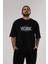 New York City Yazılı Ön Baskılı Siyah Oversize T-Shirt Erkek Kadın Bisiklet Yaka 1