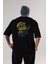 Minion Arka Baskılı Siyah Oversize T-Shirt Erkek Kadın Bisiklet Yaka 3