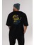 Minion Arka Baskılı Siyah Oversize T-Shirt Erkek Kadın Bisiklet Yaka 5