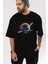 Astro Knight Ön Baskılı Siyah Oversize T-Shirt Erkek Kadın Bisiklet Yaka 1