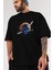 Astro Knight Ön Baskılı Siyah Oversize T-Shirt Erkek Kadın Bisiklet Yaka 3