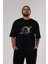 Astro Knight Ön Baskılı Siyah Oversize T-Shirt Erkek Kadın Bisiklet Yaka 4