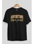 Adventure Ön Baskılı Siyah Oversize T-Shirt Erkek Kadın Bisiklet Yaka 2
