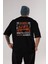 Busan Arka Baskılı Siyah Oversize T-Shirt Erkek Kadın Bisiklet Yaka 1