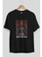 Blade Tyson Ön Baskılı Siyah Oversize T-Shirt Erkek Kadın Bisiklet Yaka 3