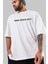 Onun Hevesi Bitti Benim Ön Baskılı Beyaz Oversize T-Shirt Erkek Kadın Bisiklet Yaka 3